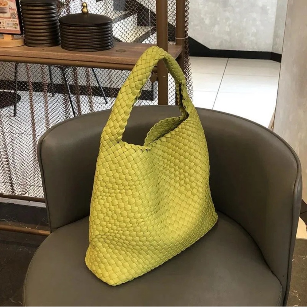 Green Hobo Shoulder Bag With Vegan Leather